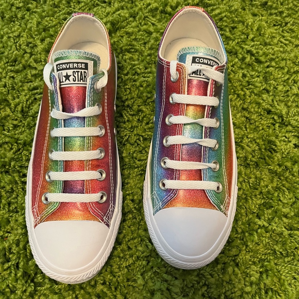 brand new without tags converse rainbow glitter lowtops